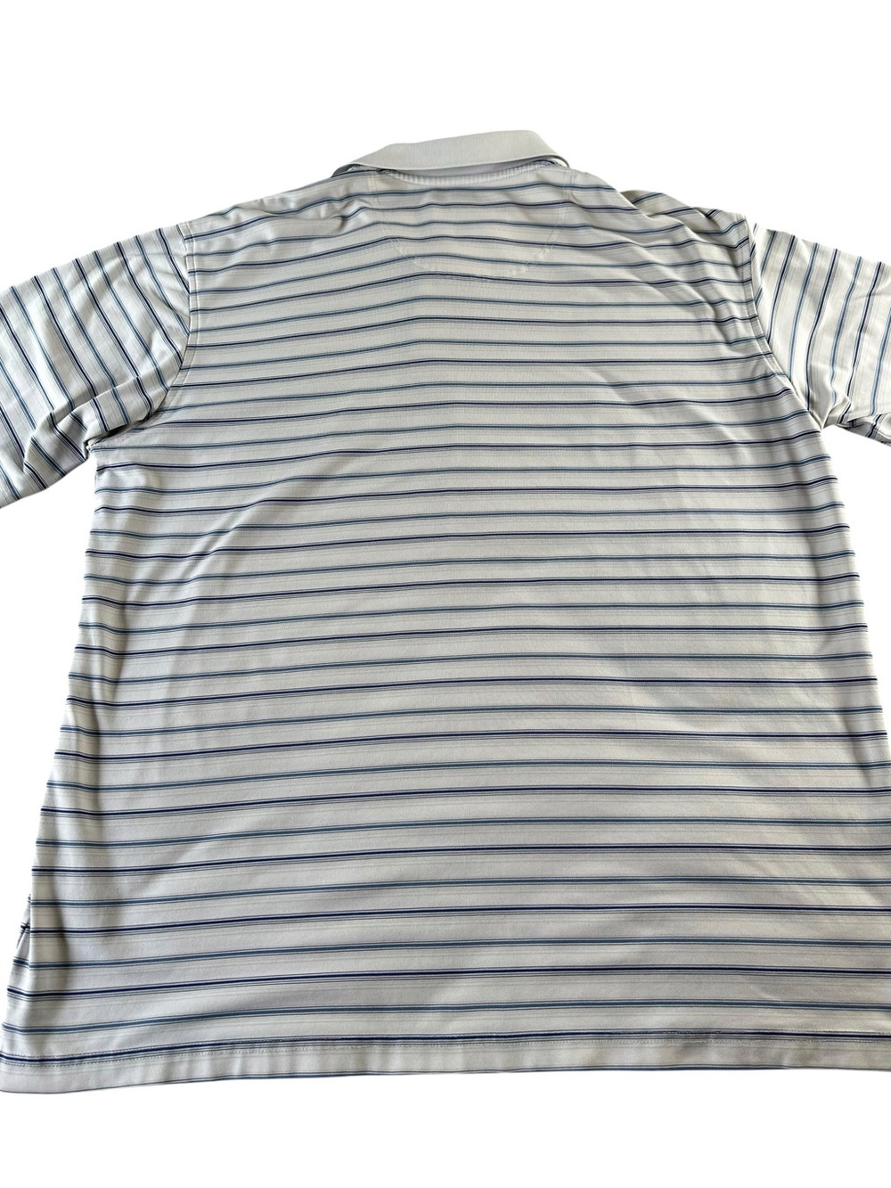 Pebble Beach White Polo with Thin Blue Stripes Men’s XL - Picture 4 of 8